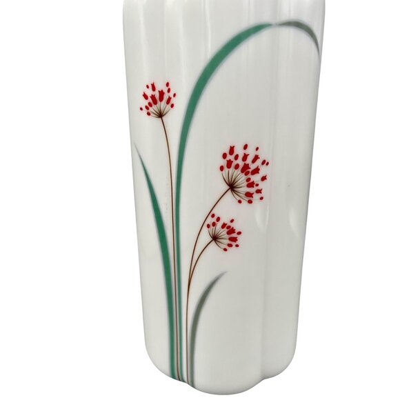 Vintage Seizan Japanese Porcelain Vase With Red & Green Floral Design 8"H 80s - Picture 3 of 8